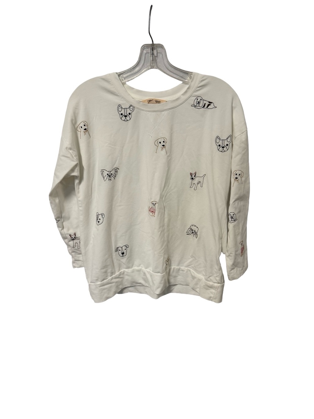 White Dog Sketch Crewneck Sweatshirt for Women